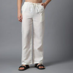 Linen Relaxed Fit Drawstring Pants | Cotton-Linen Blend Casual Straight Trousers