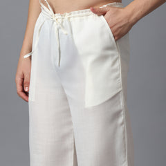 Linen Relaxed Fit Drawstring Pants | Cotton-Linen Blend Casual Straight Trousers