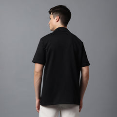 Men’s Black Camp Collar Short Sleeve Shirt