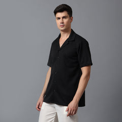 Men’s Black Camp Collar Short Sleeve Shirt