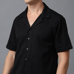 Men’s Black Camp Collar Short Sleeve Shirt