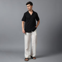 Men’s Black Camp Collar Short Sleeve Shirt