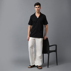 Linen Relaxed Fit Drawstring Pants | Cotton-Linen Blend Casual Straight Trousers