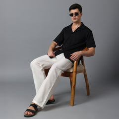 Men’s Black Camp Collar Short Sleeve Shirt