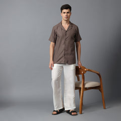 Men’s Brown Camp Collar Short Sleeve Shirt