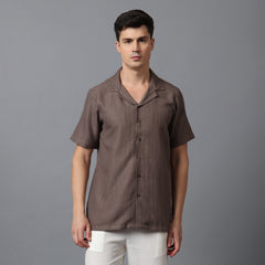 Men’s Brown Camp Collar Short Sleeve Shirt