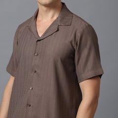 Men’s Brown Camp Collar Short Sleeve Shirt