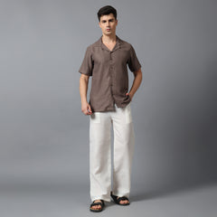 Men’s Brown Camp Collar Short Sleeve Shirt