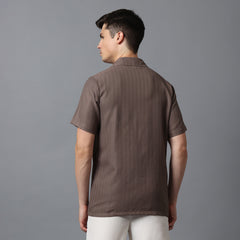Men’s Brown Camp Collar Short Sleeve Shirt