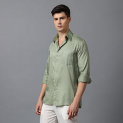 Men’s Sage Green Shirt with High Collar