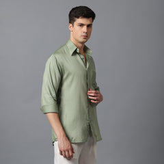 Men’s Sage Green Shirt with High Collar