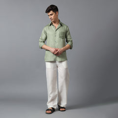 Men’s Sage Green Shirt with High Collar