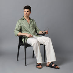 Men’s Sage Green Shirt with High Collar