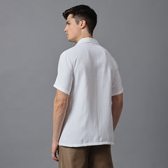 Men’s White Camp Collar Short Sleeve Shirt