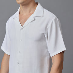 Men’s White Camp Collar Short Sleeve Shirt
