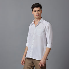 Men’s  White textured High Collar Shirt