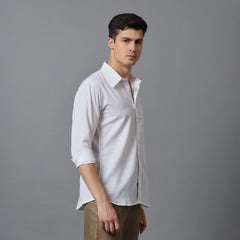 Men’s  White textured High Collar Shirt