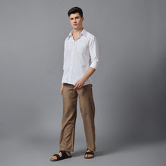 Men’s  White textured High Collar Shirt