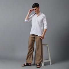 Men’s  White textured High Collar Shirt