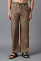 Linen Relaxed Fit Drawstring Pants | Cotton-Linen Blend Casual Straight Trousers