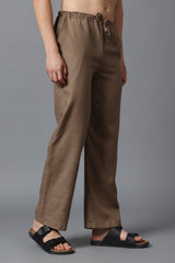Linen Relaxed Fit Drawstring Pants | Cotton-Linen Blend Casual Straight Trousers