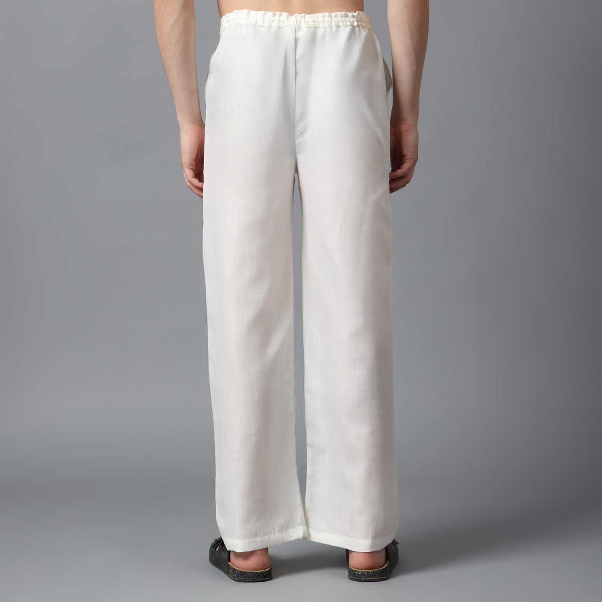 Linen Relaxed Fit Drawstring Pants | Cotton-Linen Blend Casual Straight Trousers