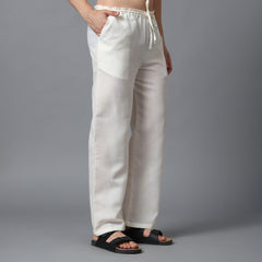 Linen Relaxed Fit Drawstring Pants | Cotton-Linen Blend Casual Straight Trousers