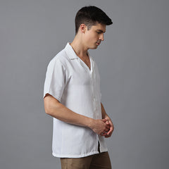 Men’s White Camp Collar Short Sleeve Shirt